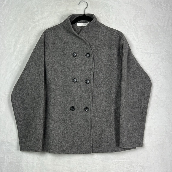Commense Super Soft Wool-like Grey Oversized Double Breasted Jacket Coat - Picture 4 of 13